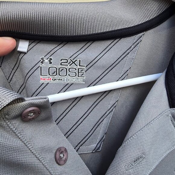 UA Under Armouur 2XL Heat Geat Polo Shirt Gray - Logo on Back and Front - - Picture 4 of 10